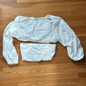 Crescent White crop and puff Sleeve Top
